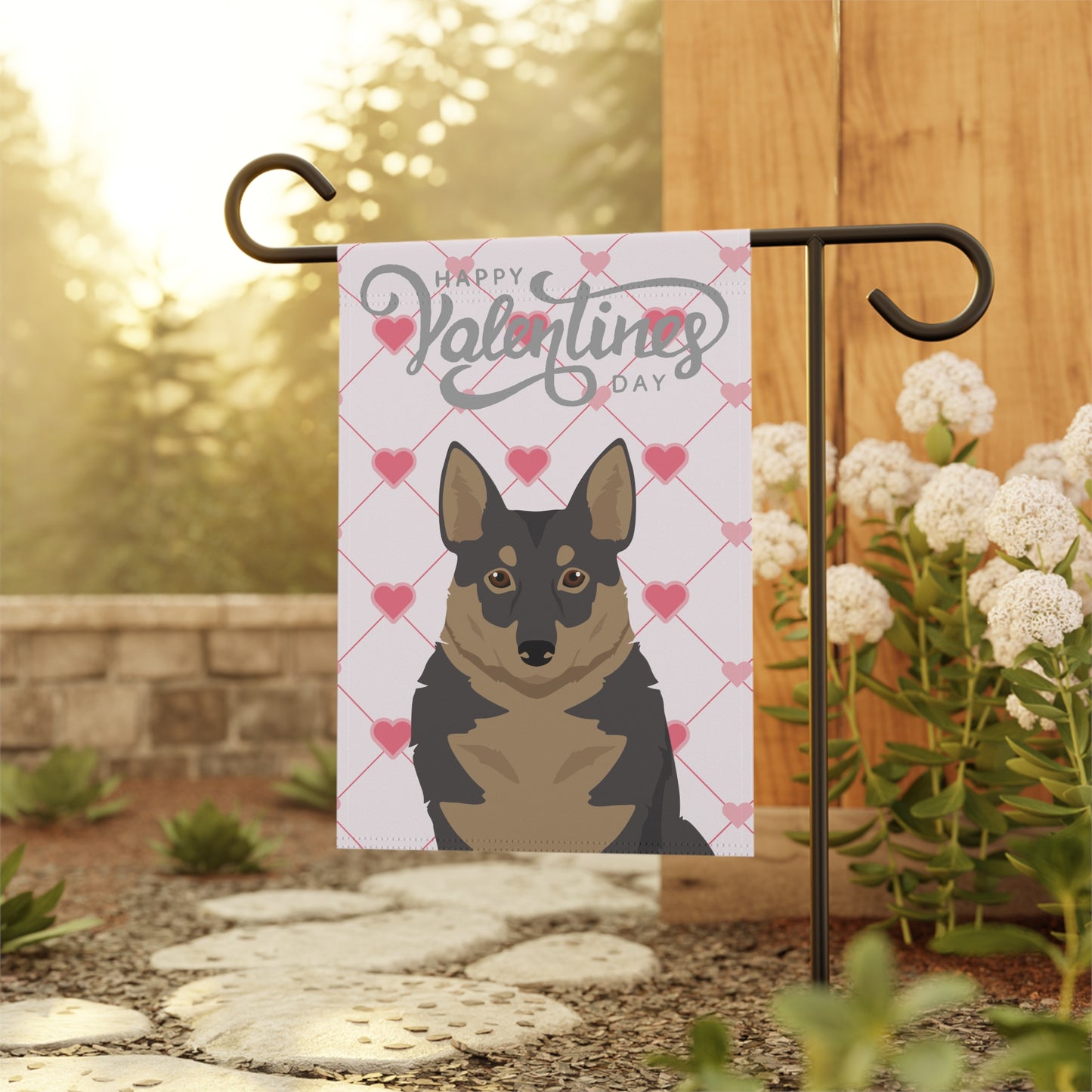 Swedish Vallhund Dog Valentines Day Garden Flag