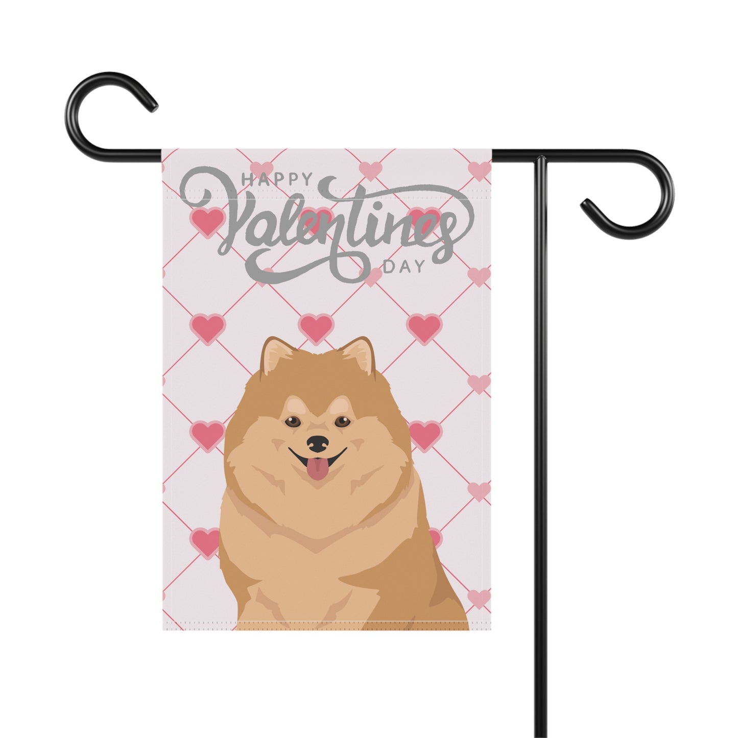 Pomeranian Dog Valentines Day Garden Flag