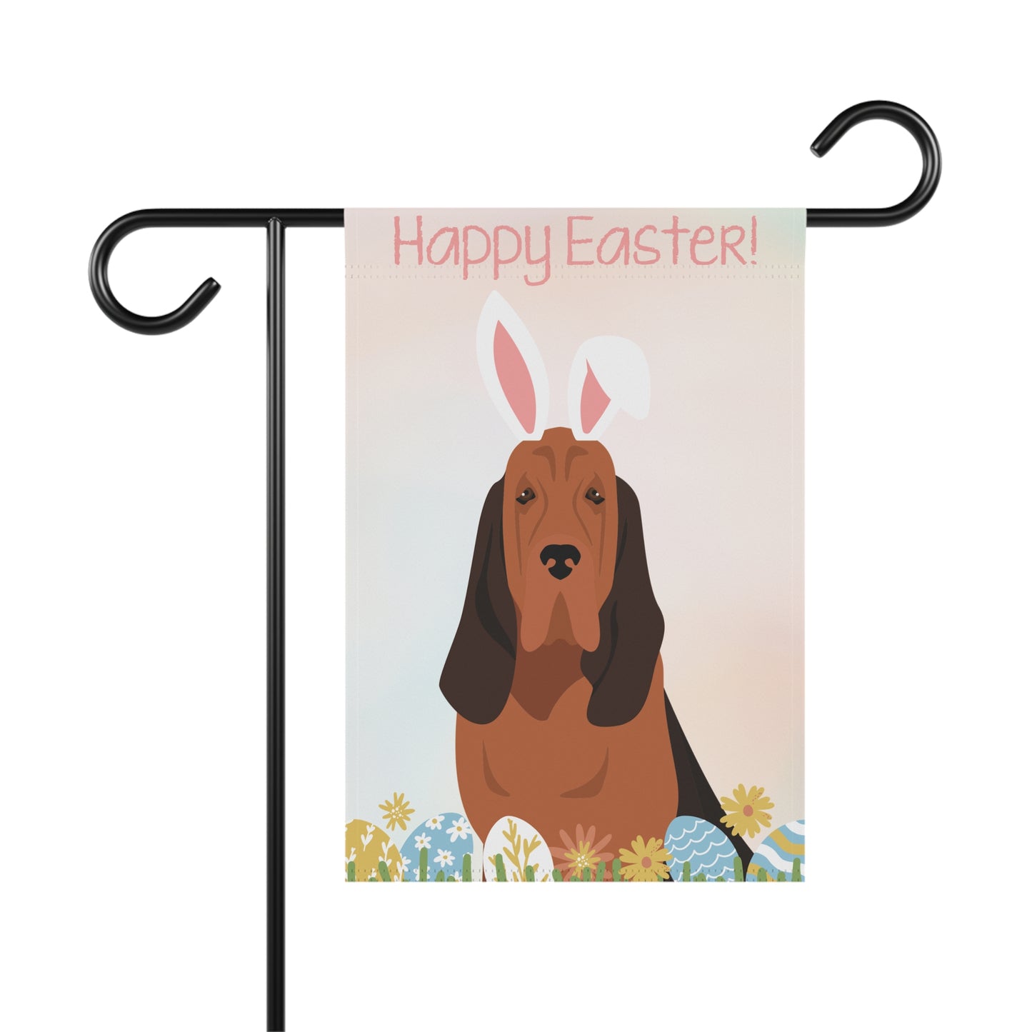 Bloodhound Dog Happy Easter Garden Flag