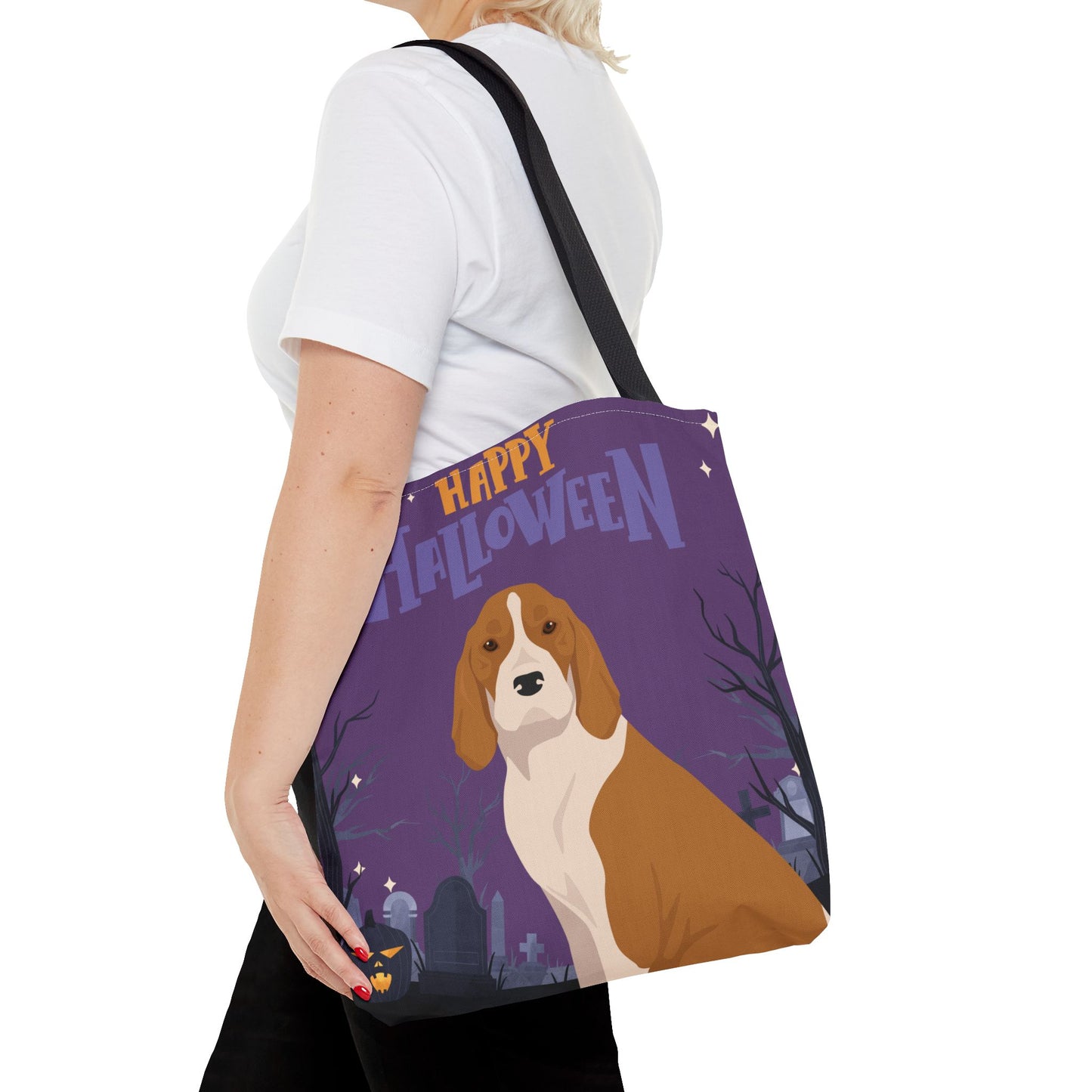 American English Coonhound Dog Happy Halloween Tote Bag 16x16