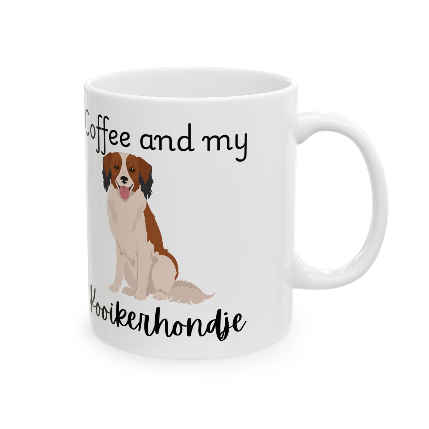 Coffee and My Kooikerhondje Ceramic Mug | Dog Lover Gift, Pet Owner Cup, Cute Mug for Dog Moms, Funny Mug for Coffee Lovers