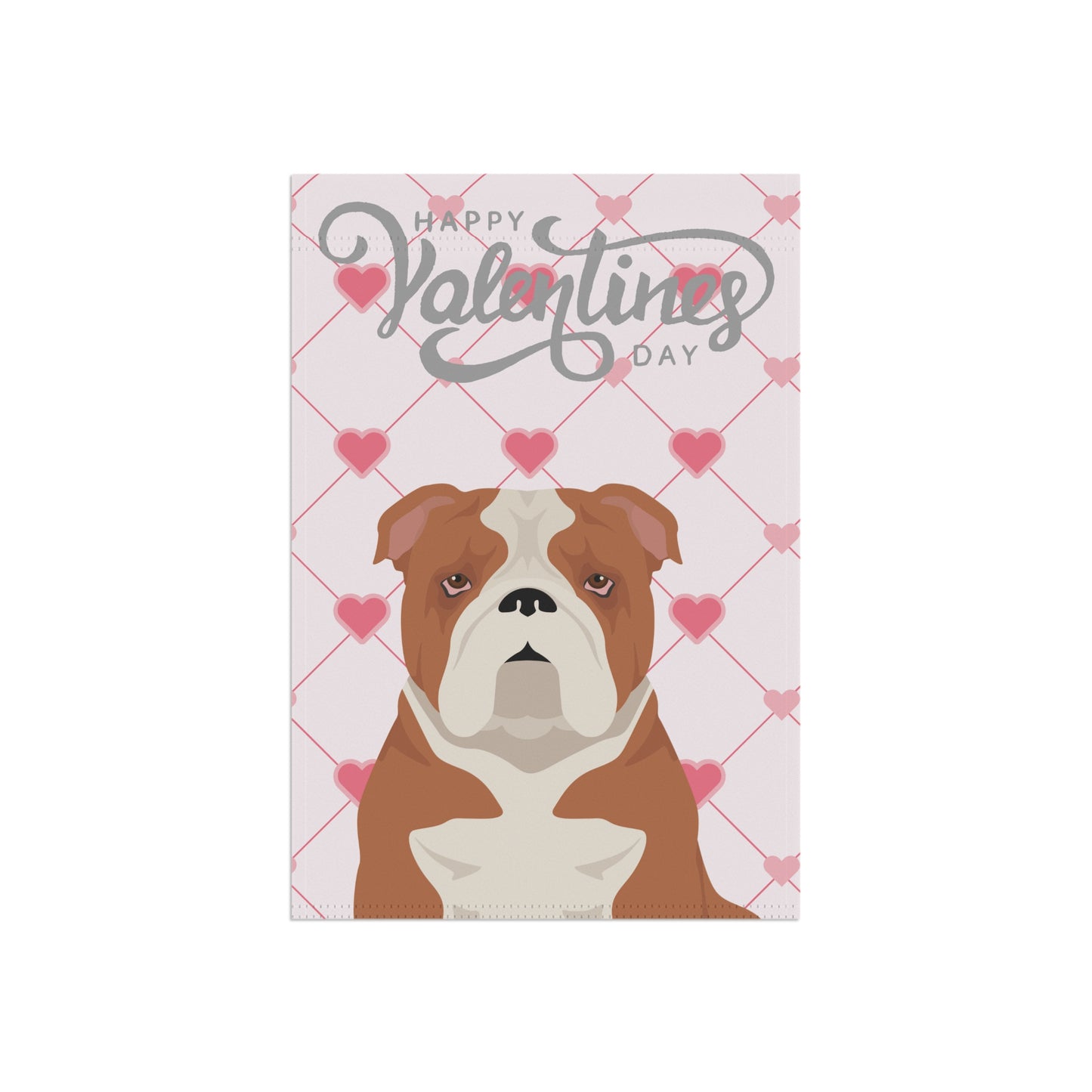 Bulldog Dog Valentines Day Garden Flag