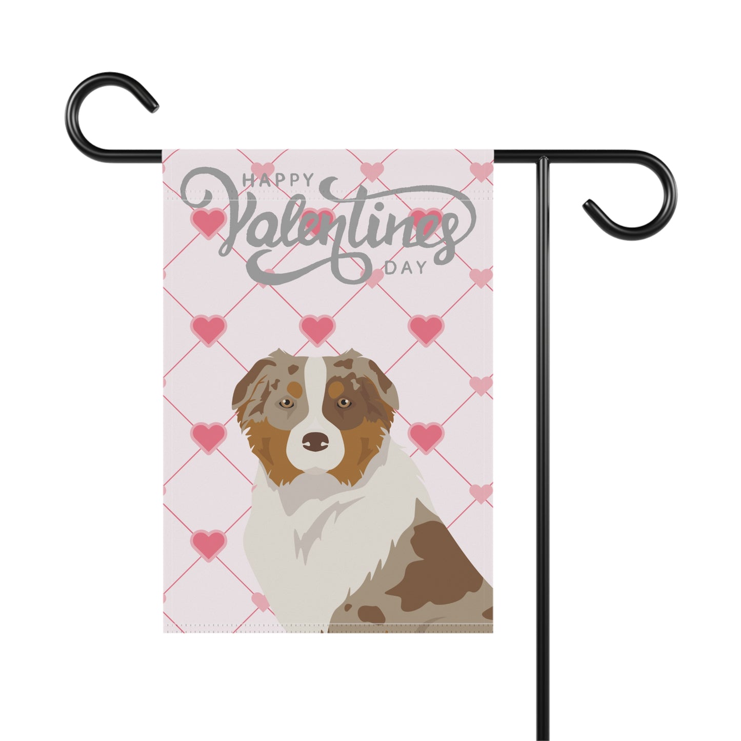 Australian Shepherd Dog Valentines Day Garden Flag