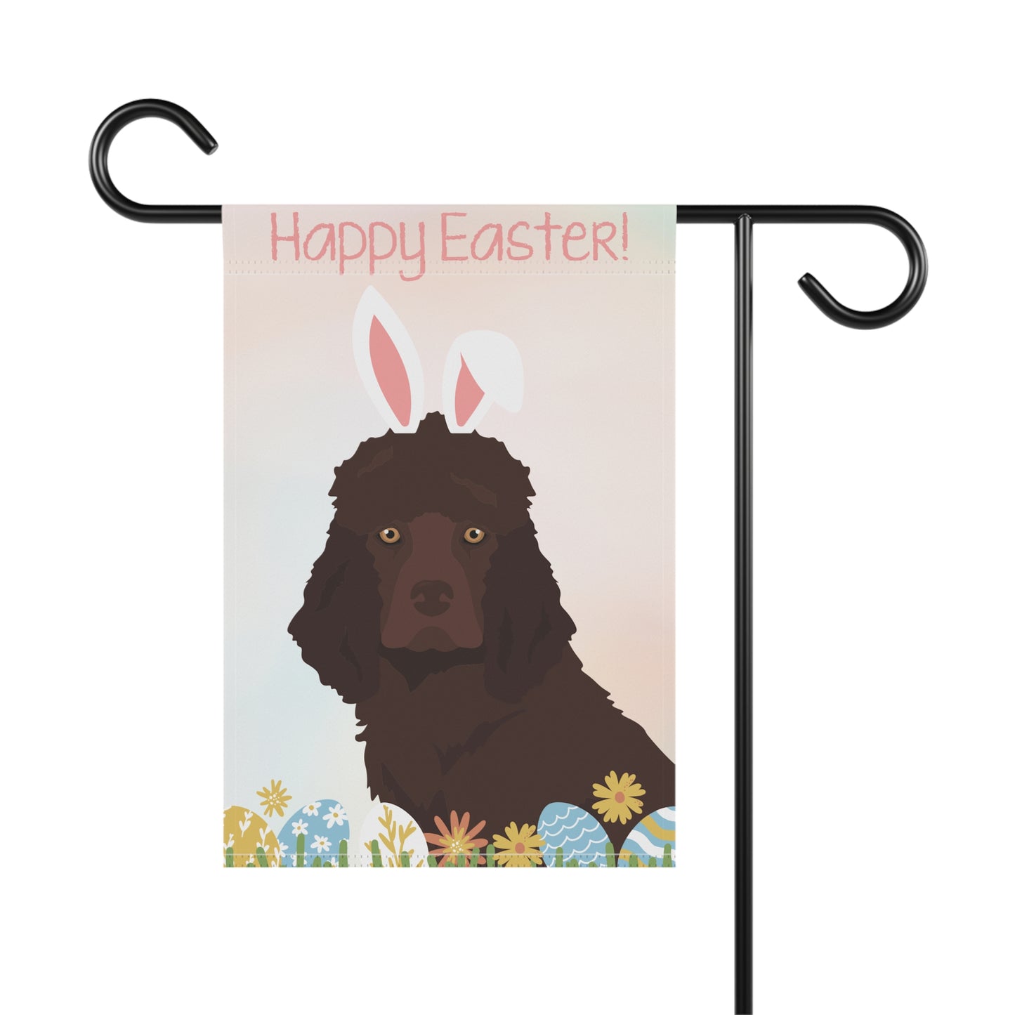 Irish Water Spaniel Dog Happy Easter Garden Flag