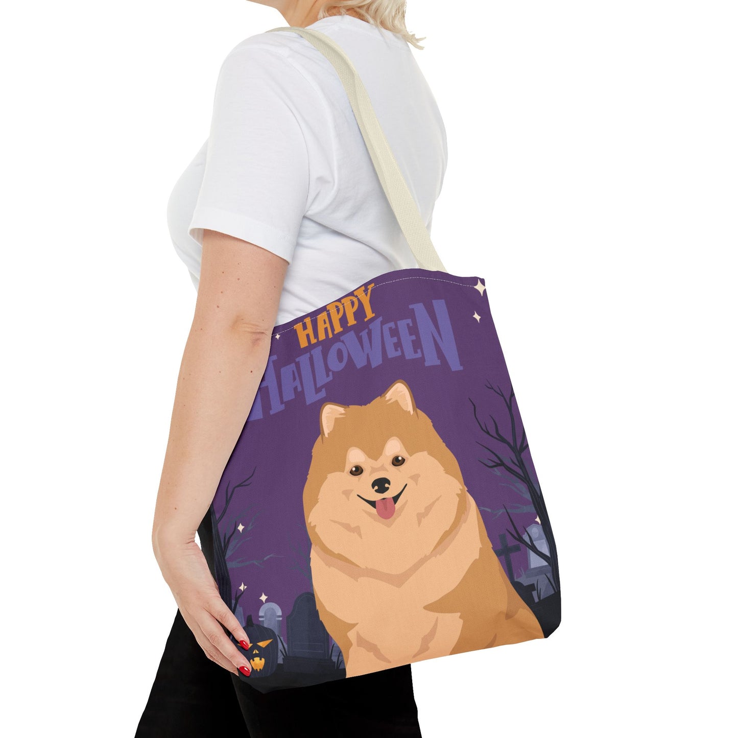 Pomeranian Dog Happy Halloween Tote Bag 16x16