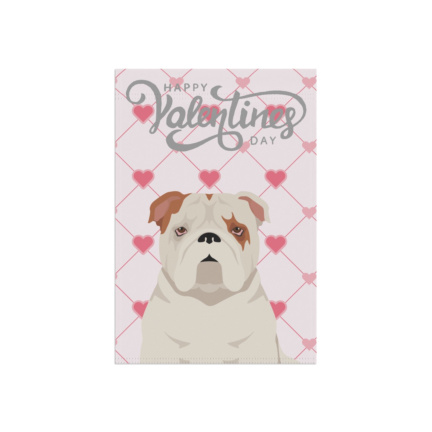 Bulldog Dog Valentines Day Garden Flag