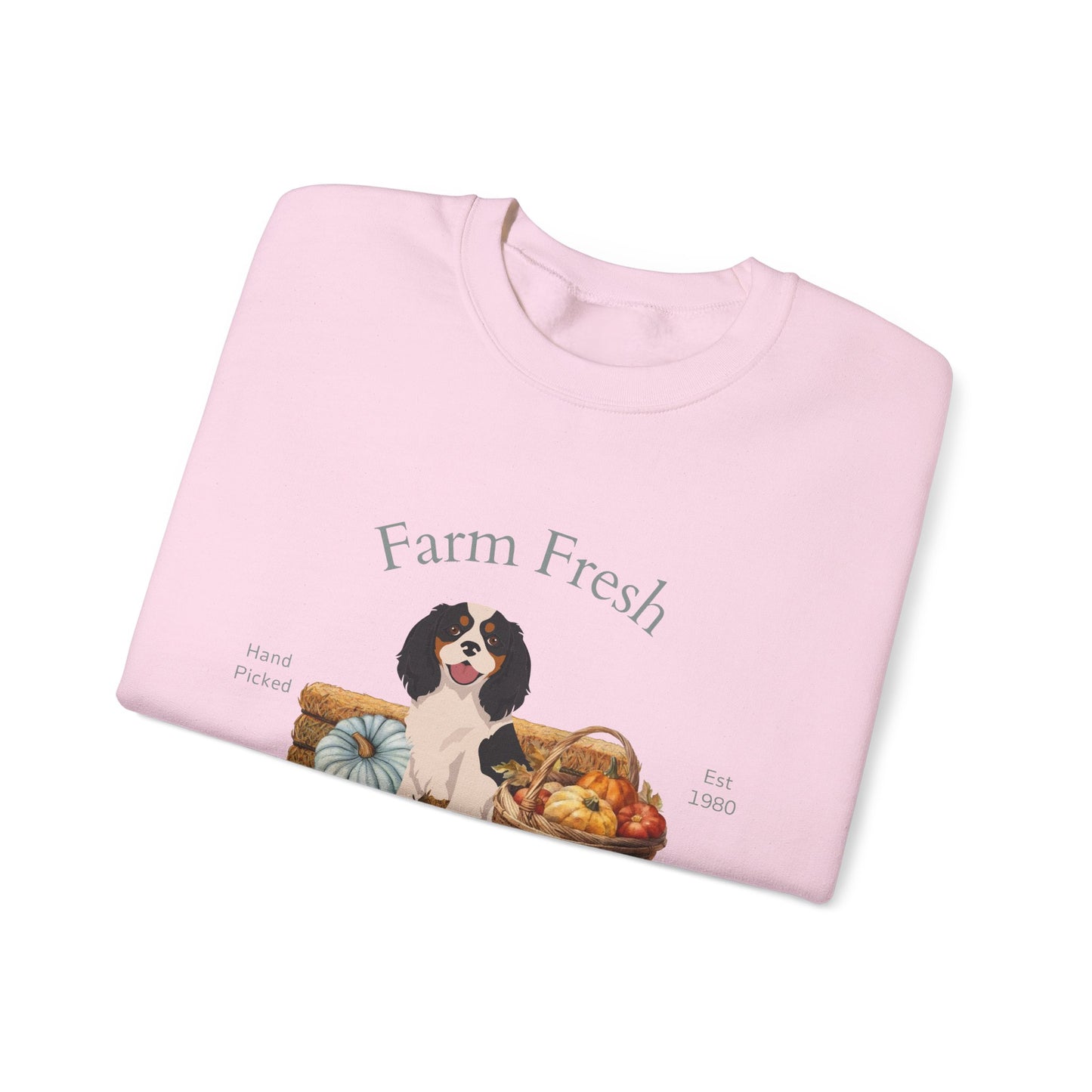 Cavalier King Charles Spaniel Dog Fall Farm Fresh Unisex Heavy Blend Crewneck Sweatshirt