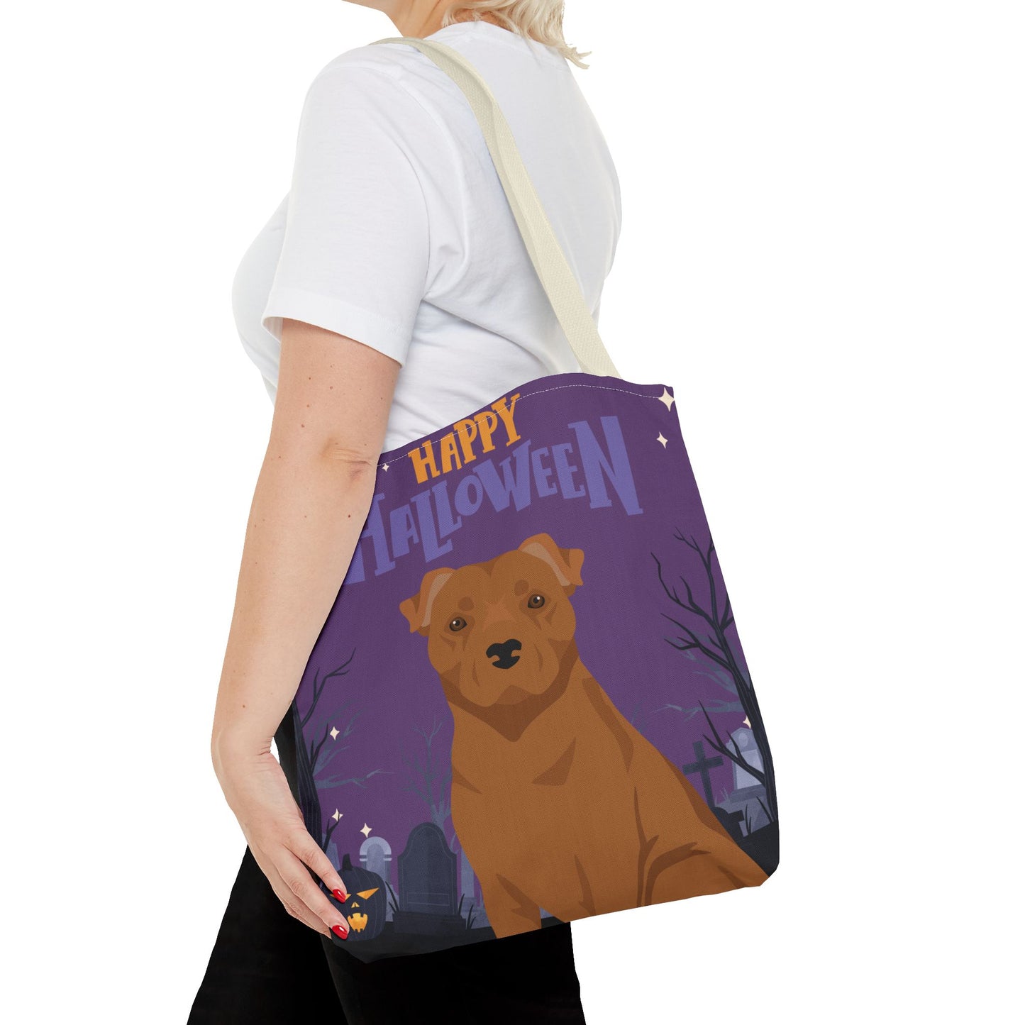 Staffordshire Bull Terrier Dog Happy Halloween Tote Bag 16x16