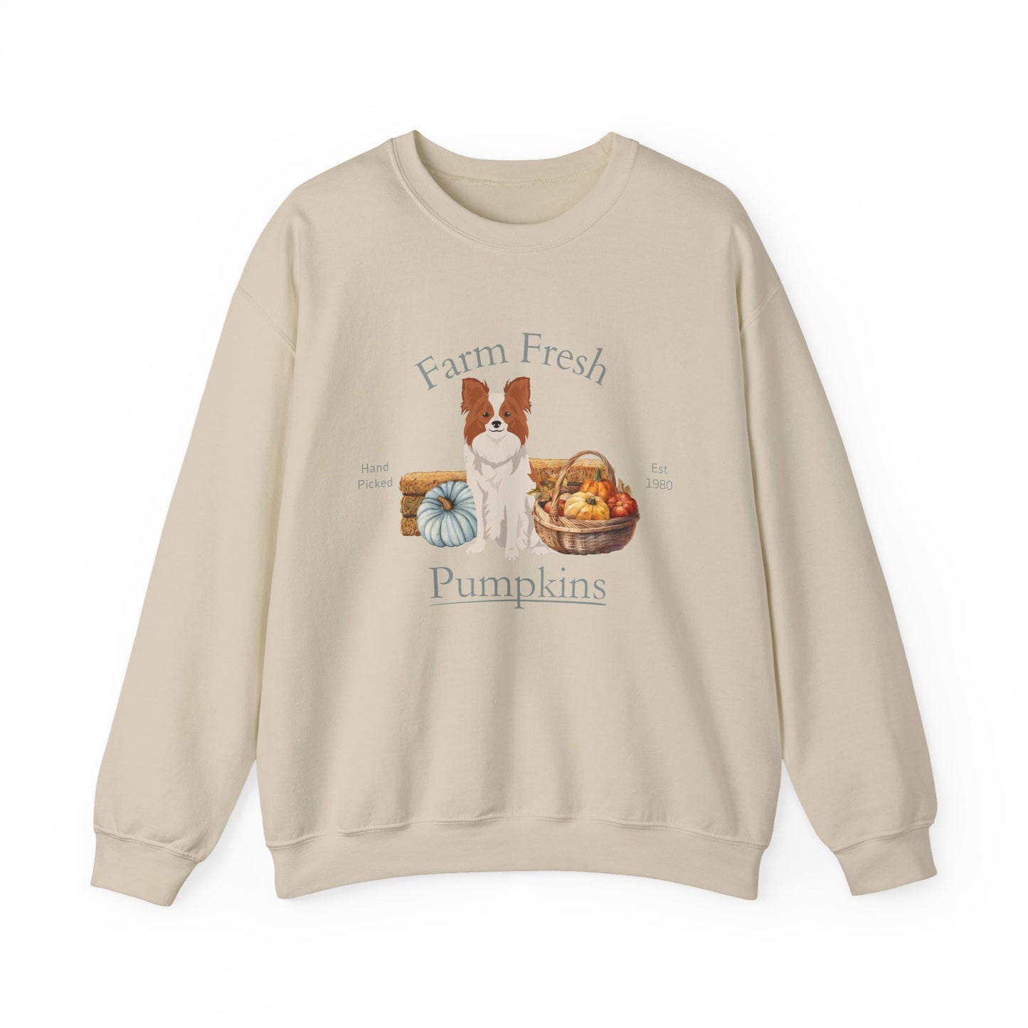 Papillon Dog Fall Farm Fresh Unisex Heavy Blend Crewneck Sweatshirt