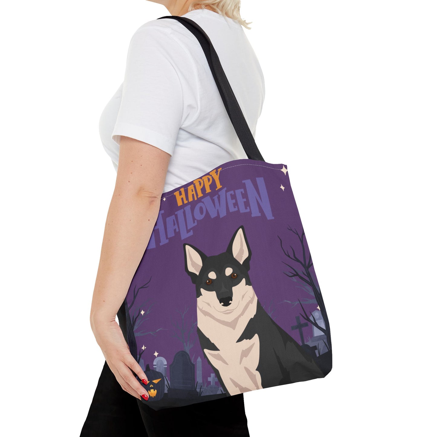 Swedish Elkhound Dog Happy Halloween Tote Bag 16x16
