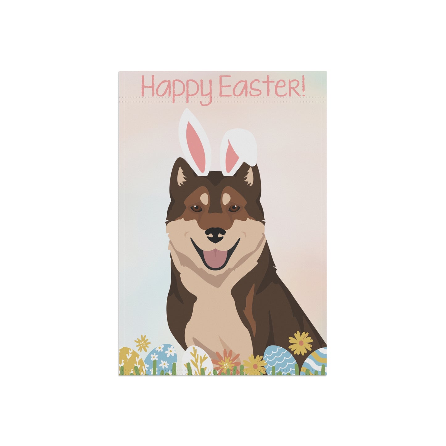 Kishu Ken Dog Happy Easter Garden Flag