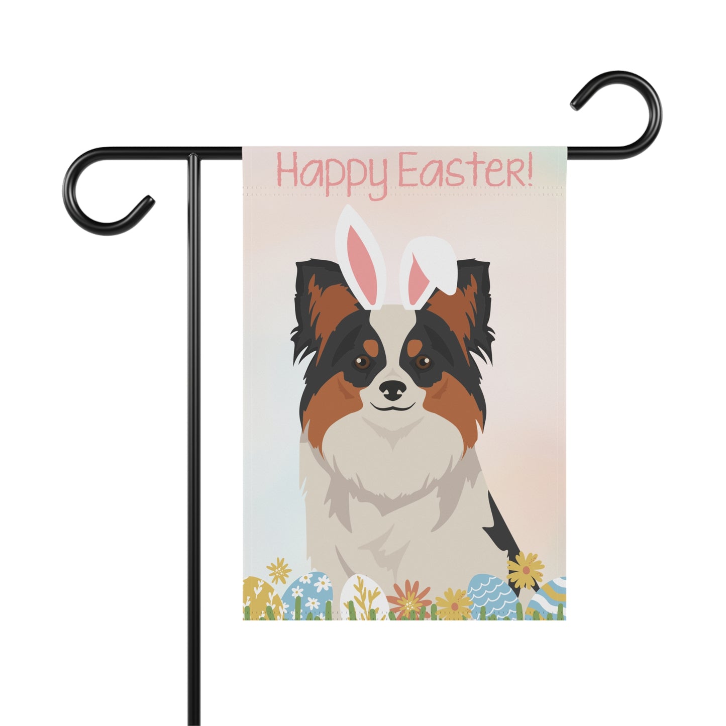 Papillon Dog Happy Easter Garden Flag
