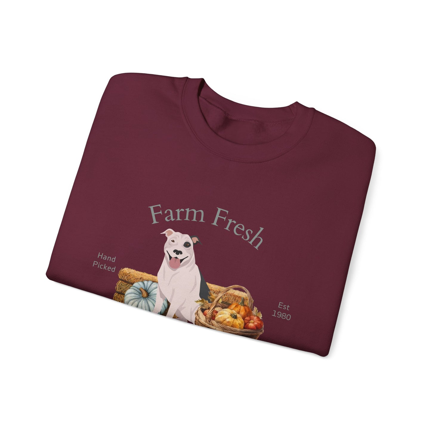 Pit Bull Dog Fall Farm Fresh Unisex Heavy Blend Crewneck Sweatshirt