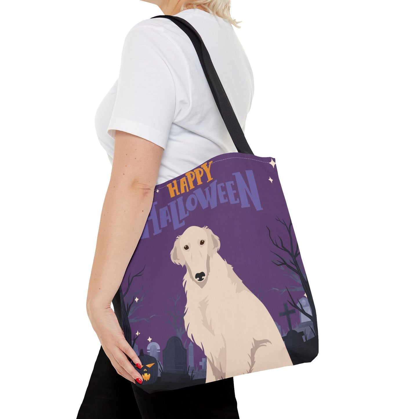 Borzoi Dog Happy Halloween Tote Bag 16x16