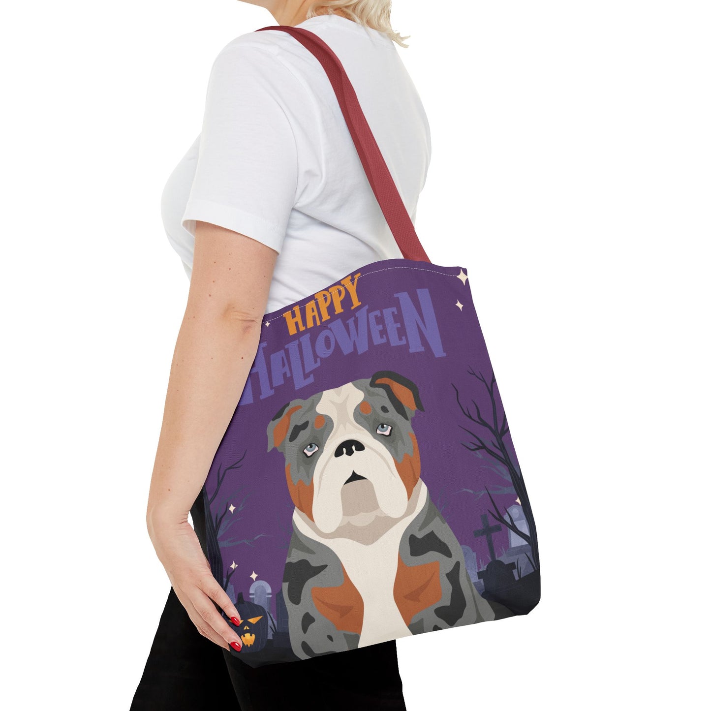 Bulldog Dog Happy Halloween Tote Bag 16x16