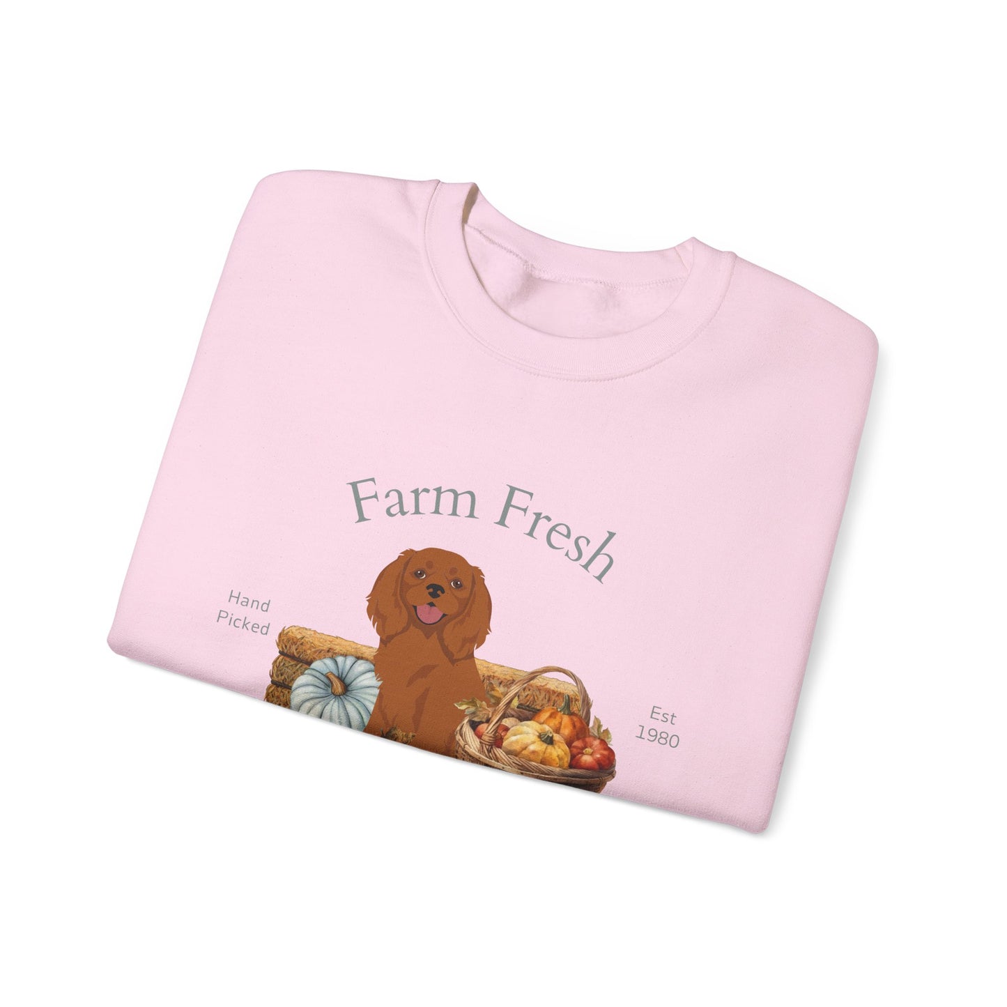 Cavalier King Charles Spaniel Dog Fall Farm Fresh Unisex Heavy Blend Crewneck Sweatshirt