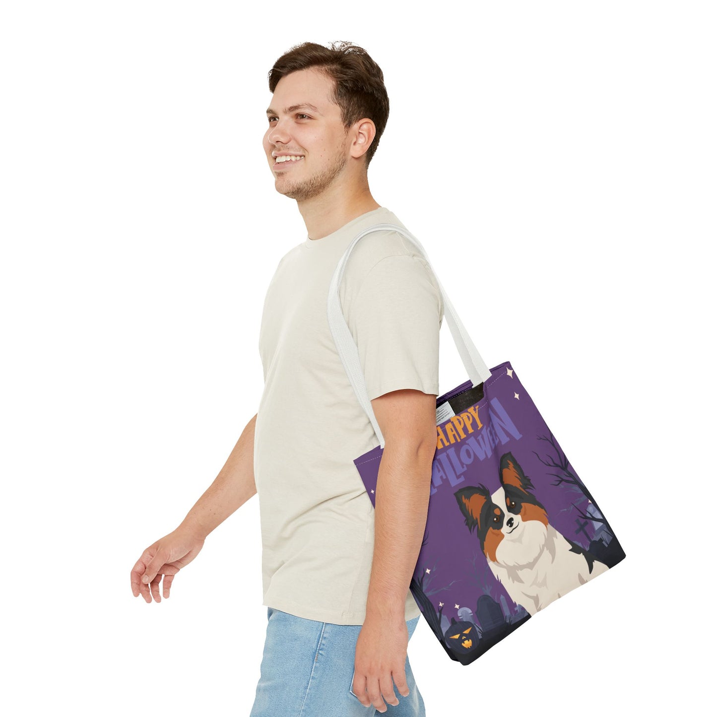 Papillon Dog Happy Halloween Tote Bag 16x16