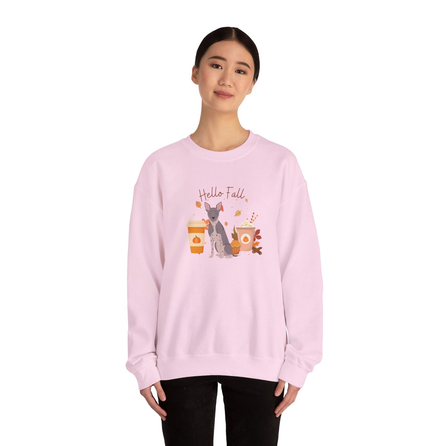 American Hairless Terrier Dog Fall Unisex Heavy Blend Crewneck Sweatshirt