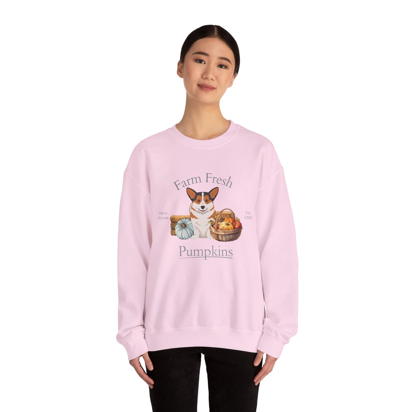 Pembroke Welsh Corgi Dog Fall Farm Fresh Unisex Heavy Blend Crewneck Sweatshirt