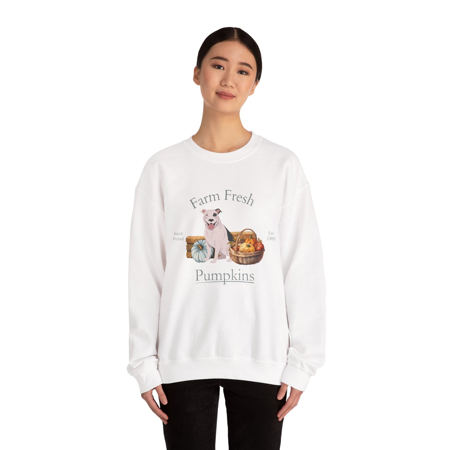 Pit Bull Dog Fall Farm Fresh Unisex Heavy Blend Crewneck Sweatshirt