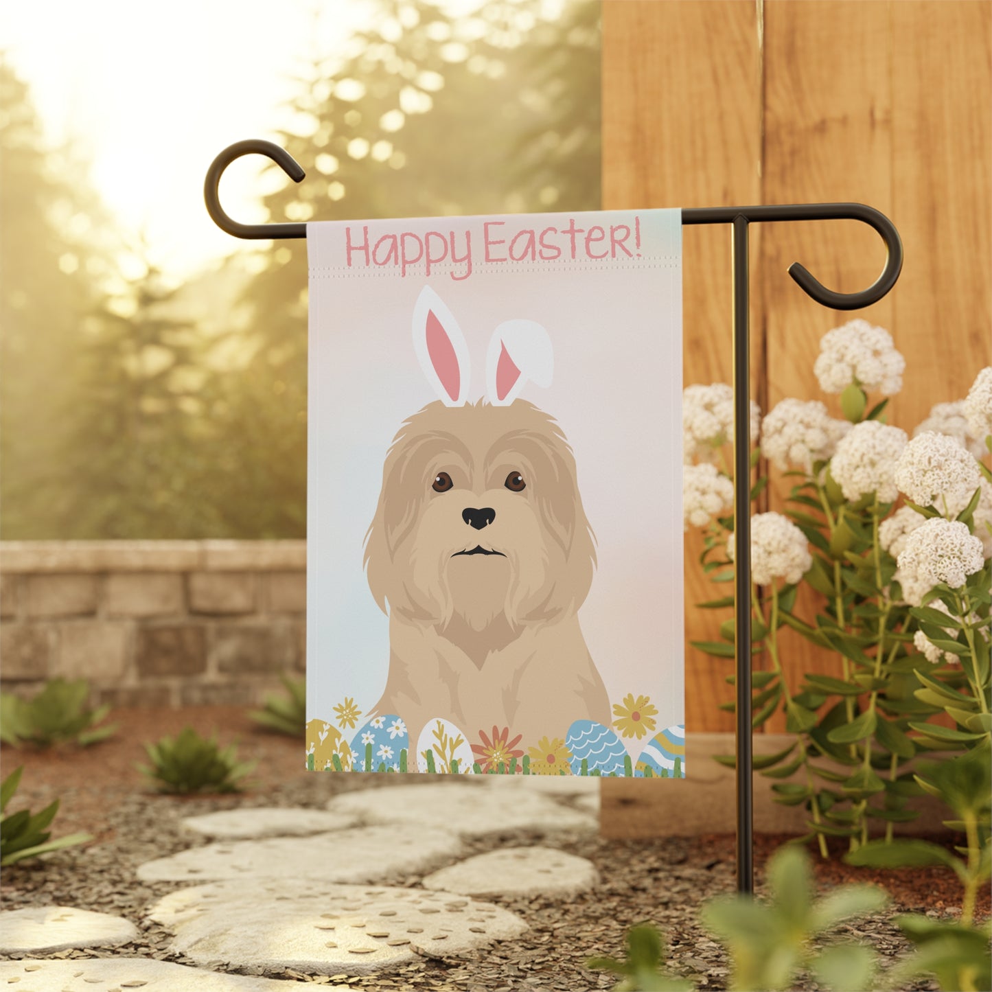 Lowchen Dog Happy Easter Garden Flag