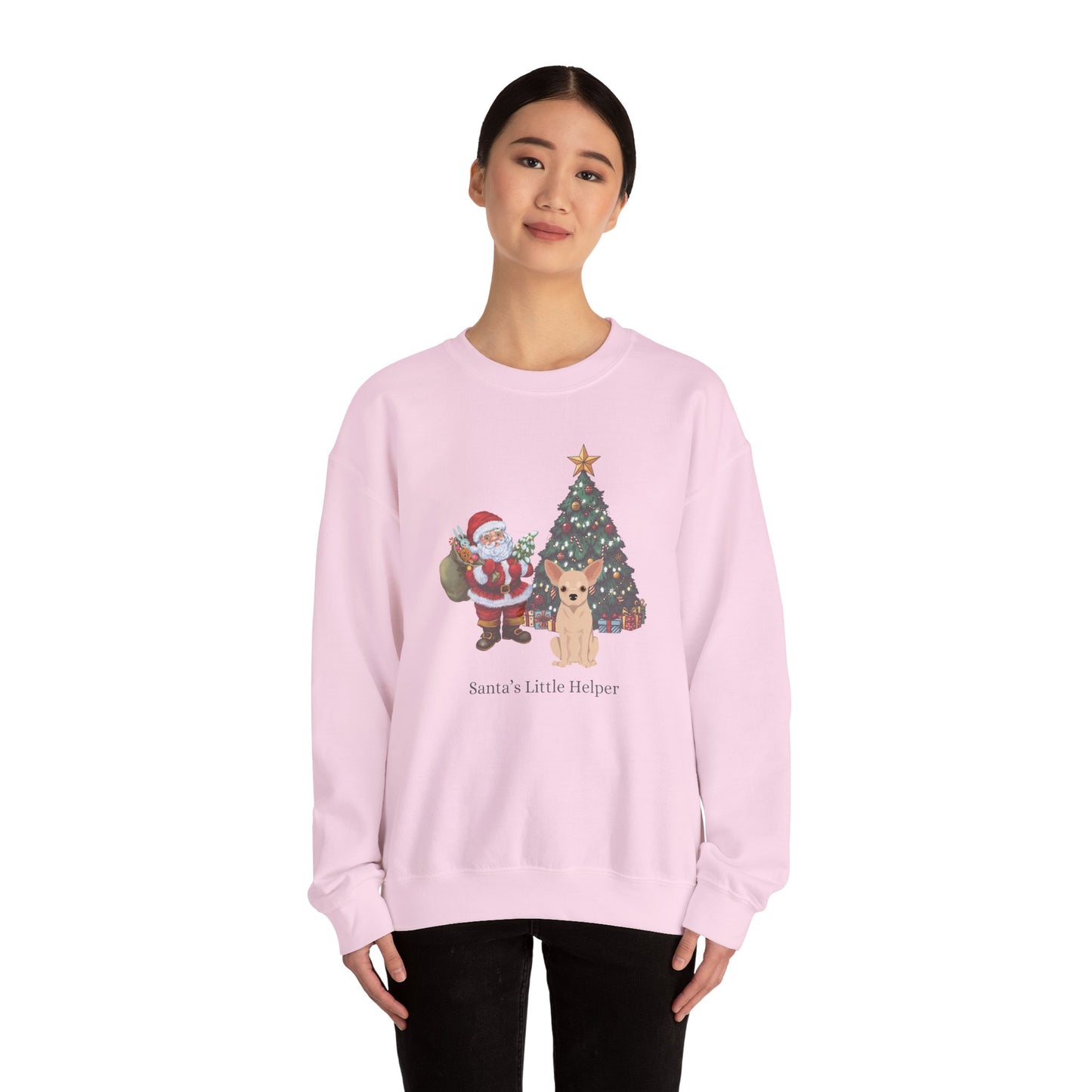 Chihuahua Dog Santa's Little Helper Unisex Heavy Blend Crewneck Sweatshirt