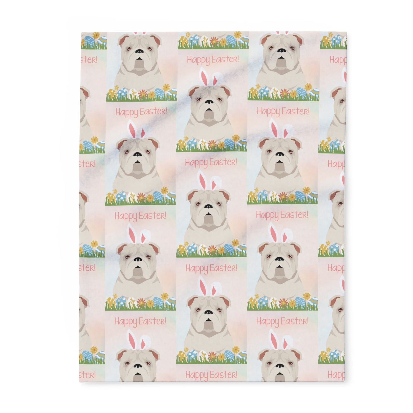 Bulldog Dog Happy Easter Arctic Fleece Blanket - Cozy Decor for Spring Celebrations