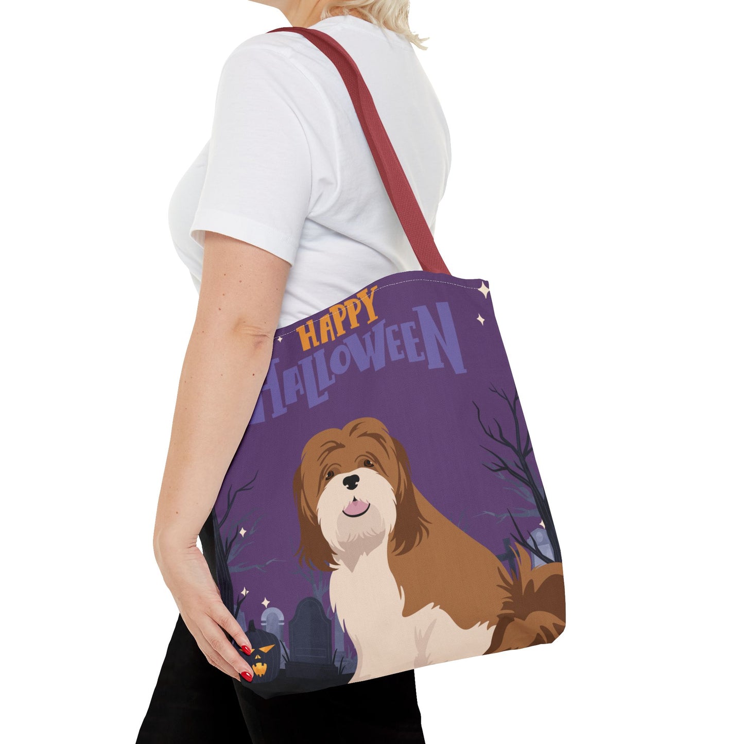 Lhasa Apso Dog Happy Halloween Tote Bag 16x16