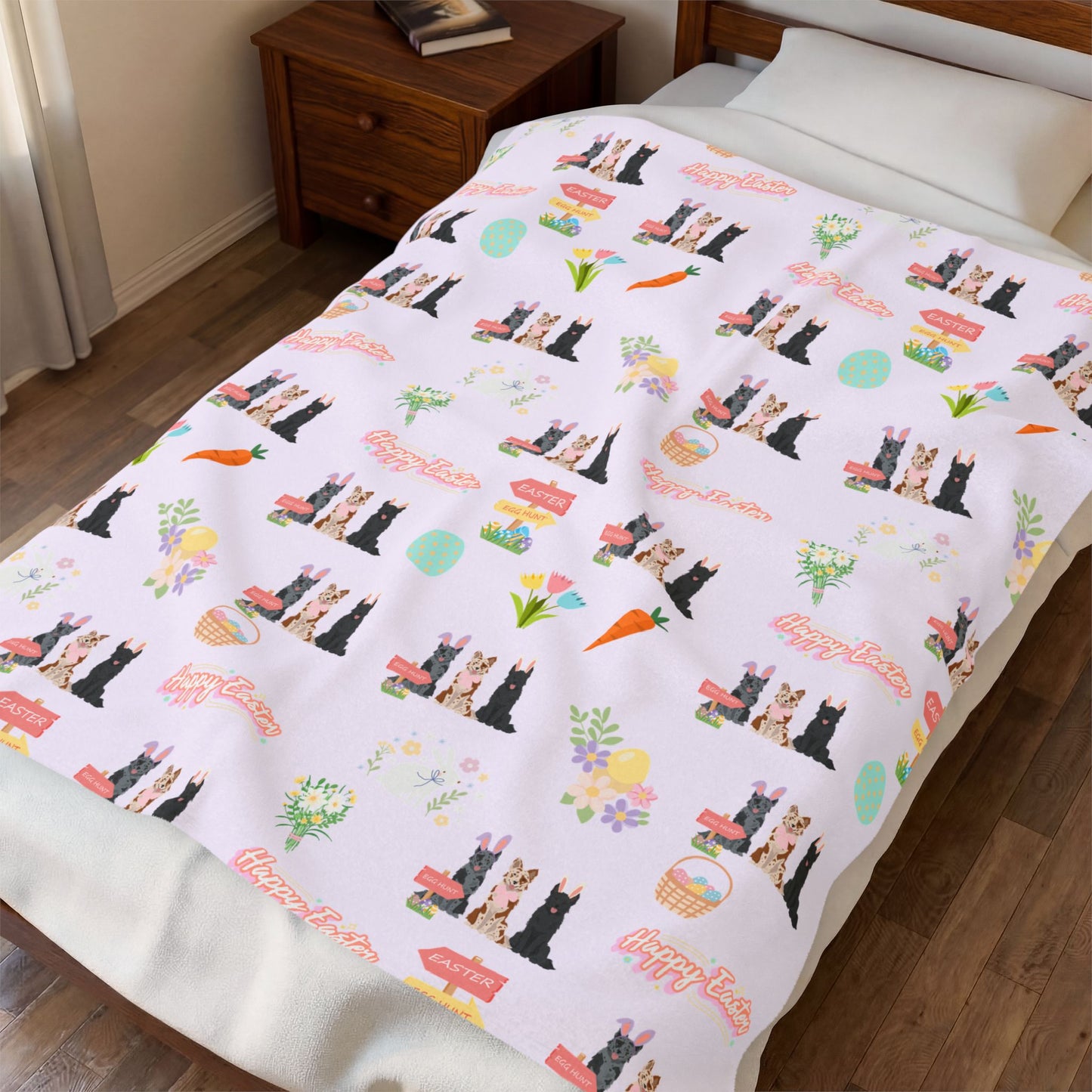 Mudi Dog Easter Velveteen Plush Blanket