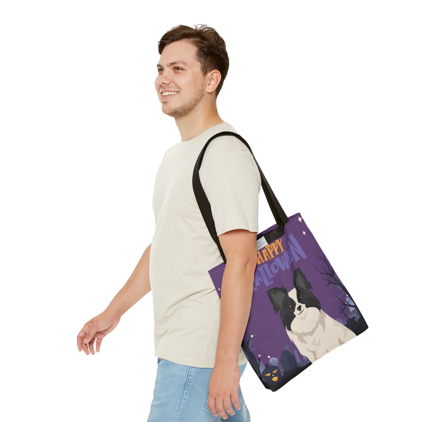 Papillon Dog Happy Halloween Tote Bag 16x16