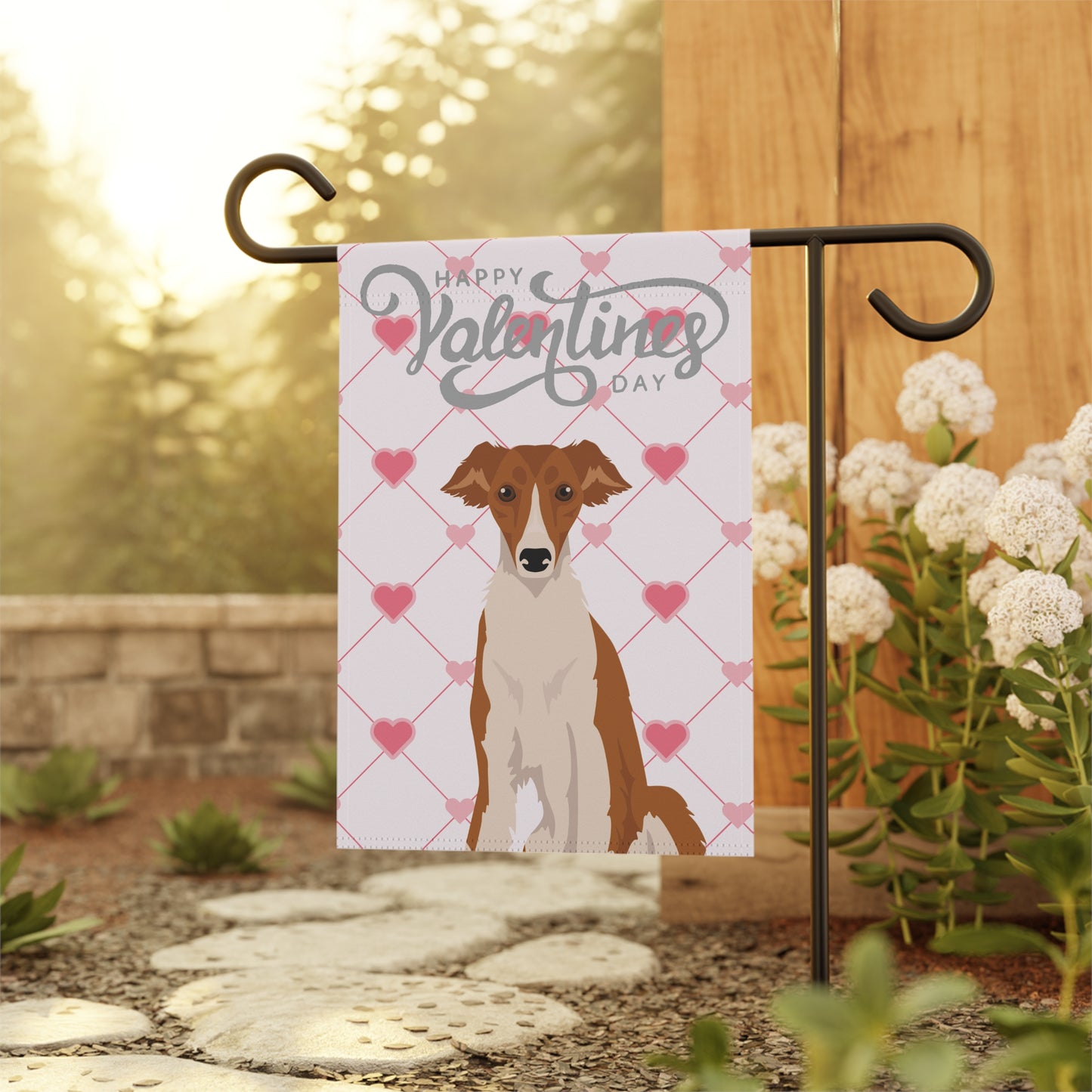 Silken Windhound Dog Valentines Day Garden Flag