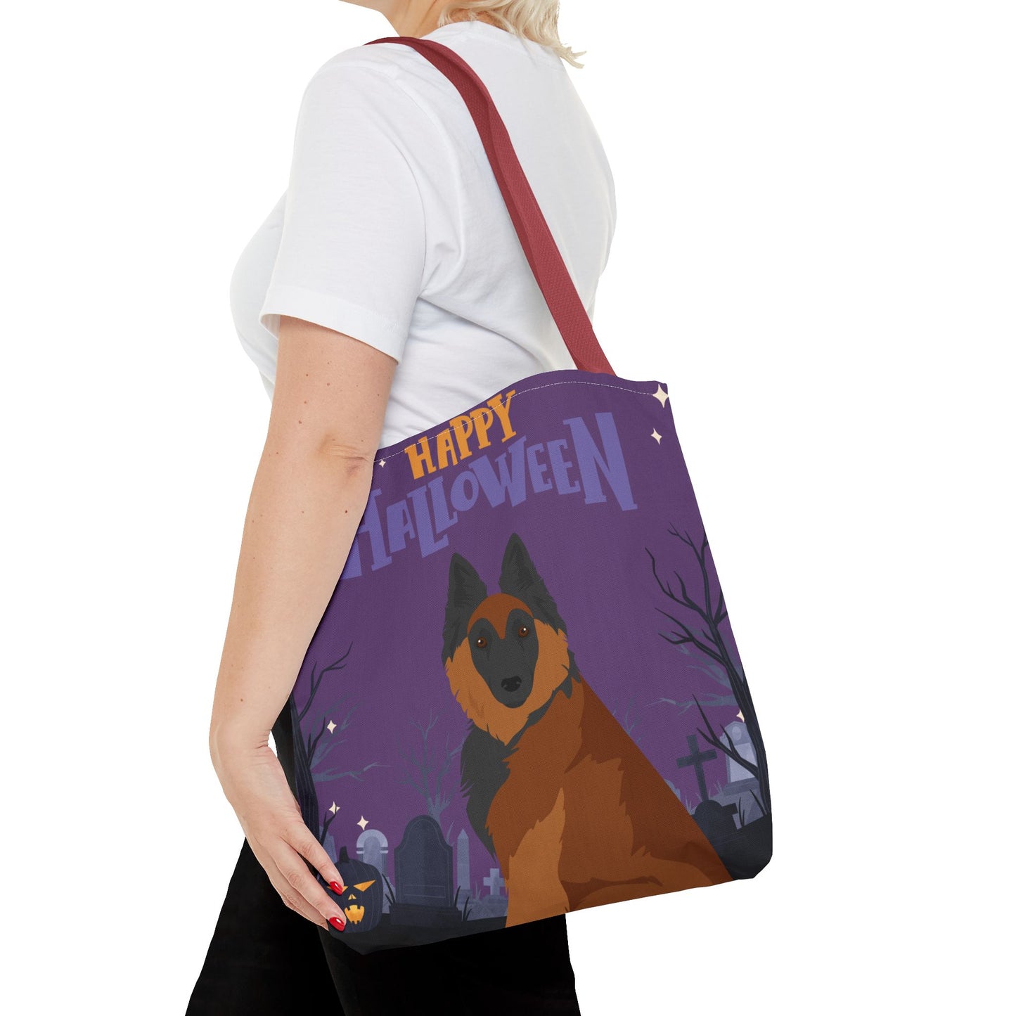 Belgain Tervuren Dog Happy Halloween Tote Bag 16x16