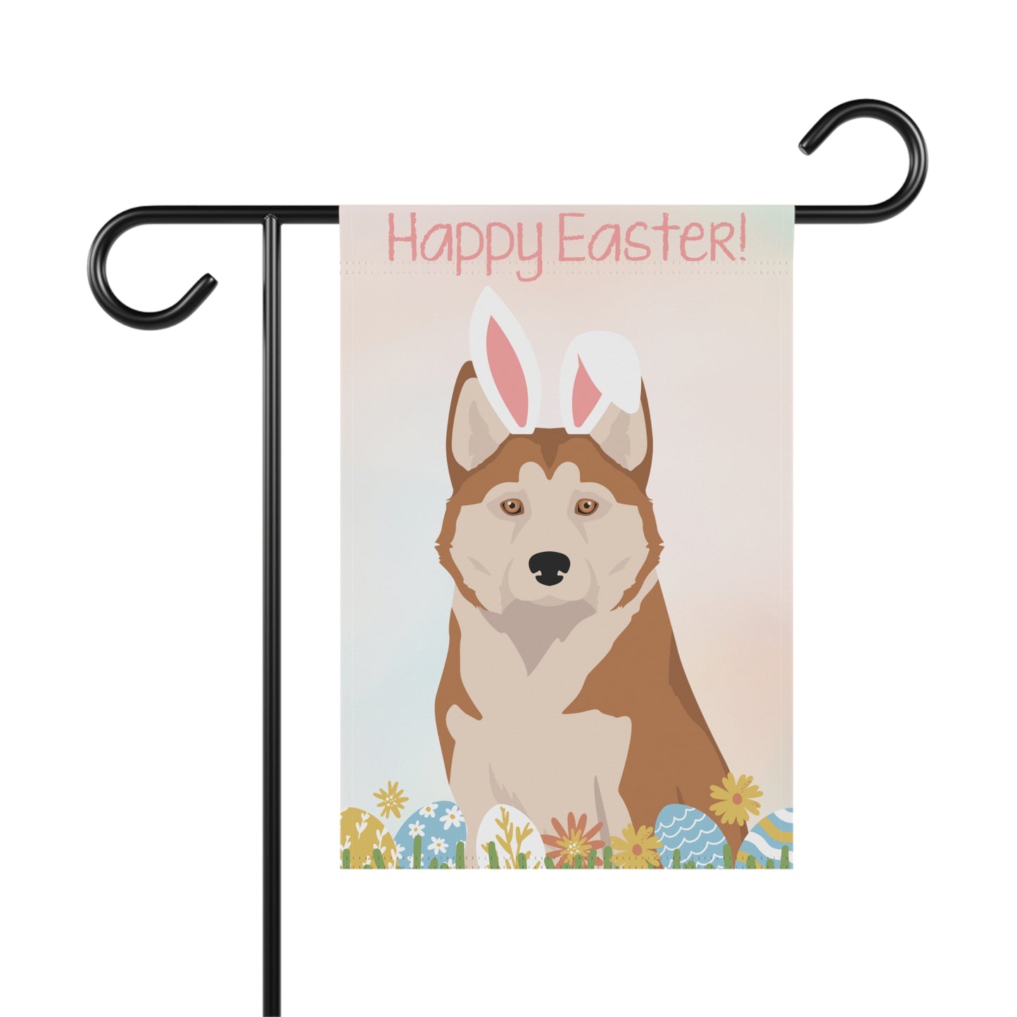 Alaskan Husky Dog Happy Easter Garden Flag