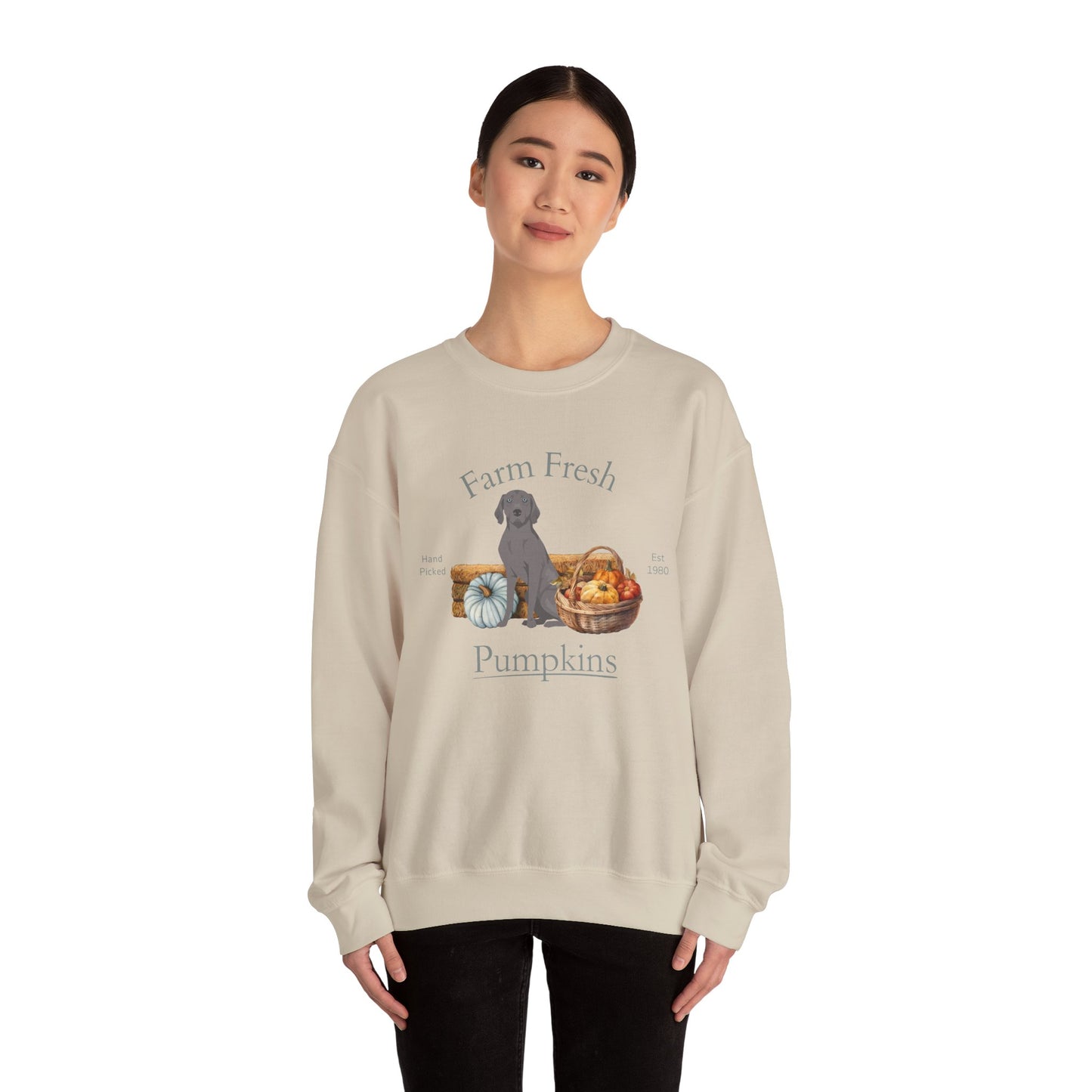 Weimaraner Dog Fall Farm Fresh Unisex Heavy Blend Crewneck Sweatshirt