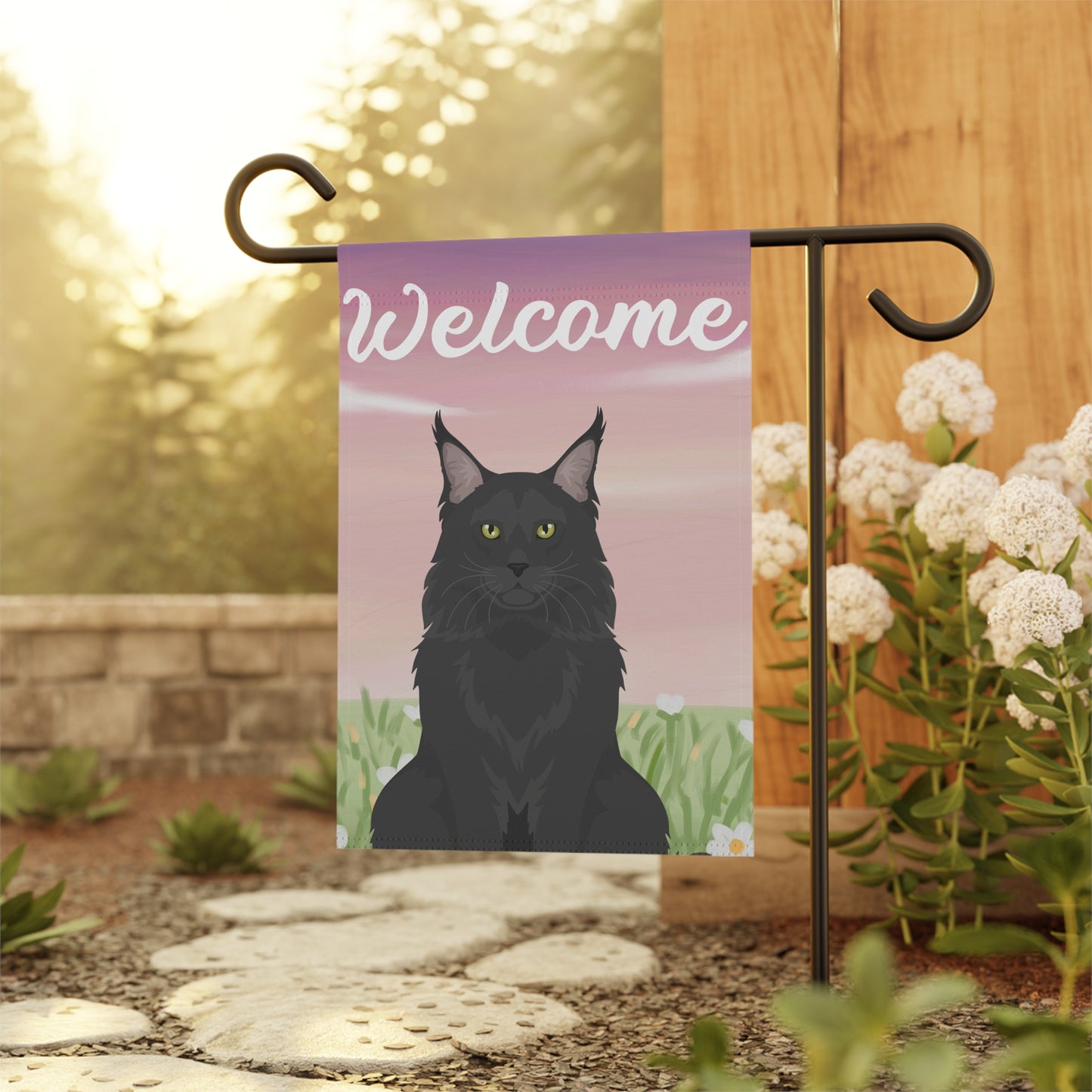 Maine Coon Cat Welcome Garden Flag