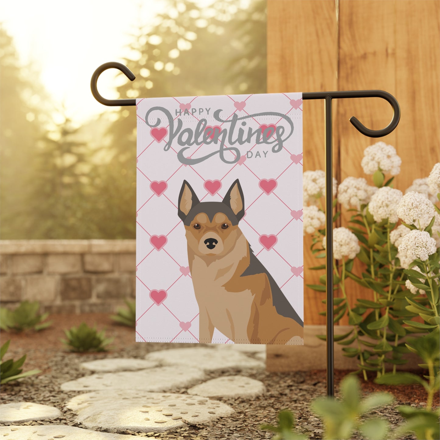 Norwegian Lundehund Dog Valentines Day Garden Flag