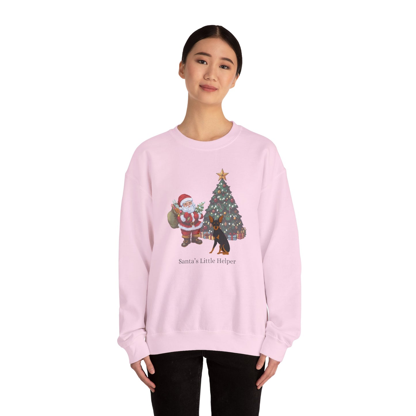Miniature Pinscher Dog Santa's Little Helper Unisex Heavy Blend Crewneck Sweatshirt