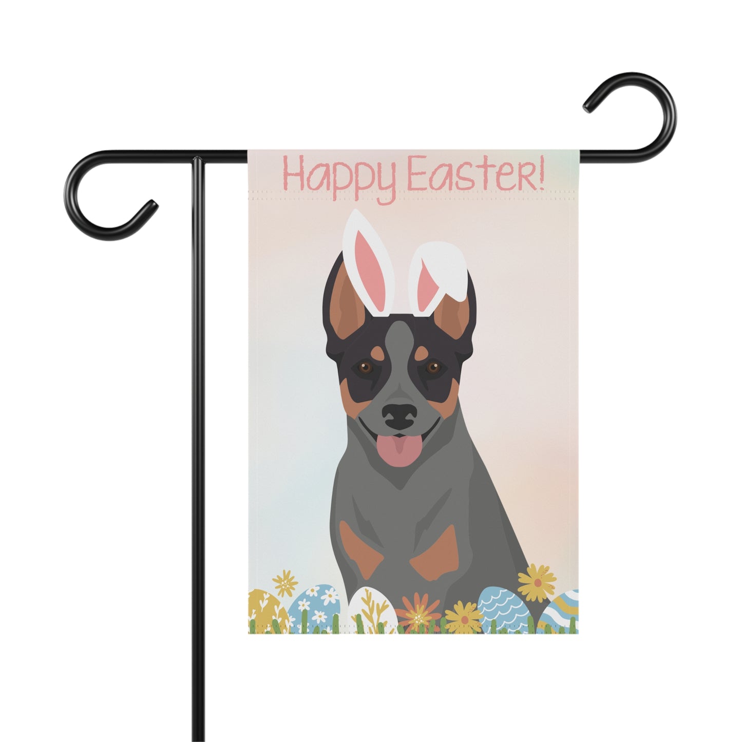 Australian Stumpy Tail Cattle Dog Happy Easter Garden Flag