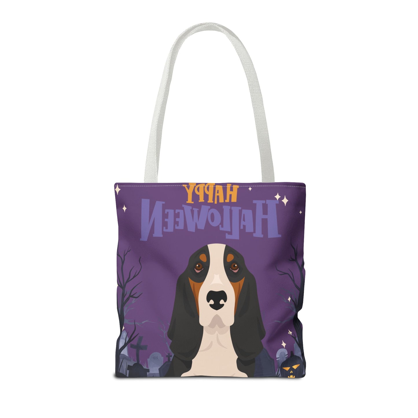 Basset Hound Dog Happy Halloween Tote Bag 16x16