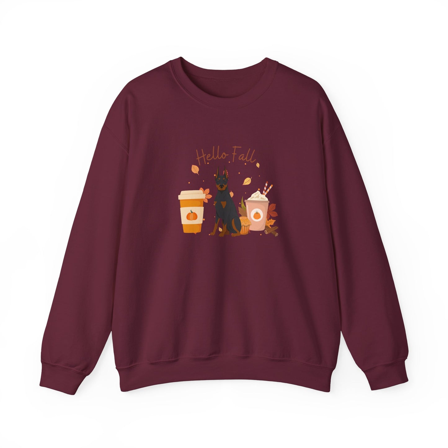 Doberman Pinscher Dog Fall Unisex Heavy Blend Crewneck Sweatshirt
