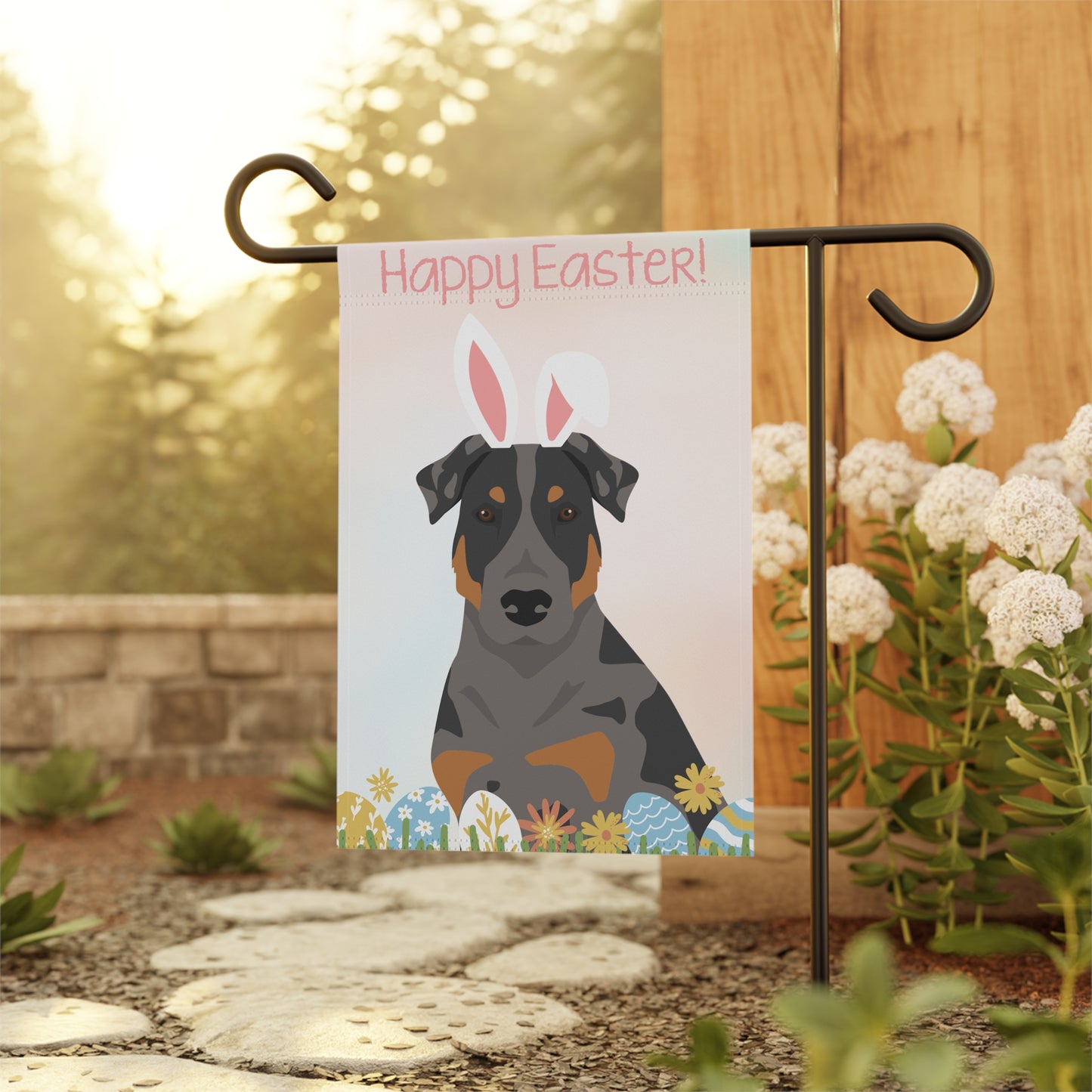 Beauceron Dog Happy Easter Garden Flag