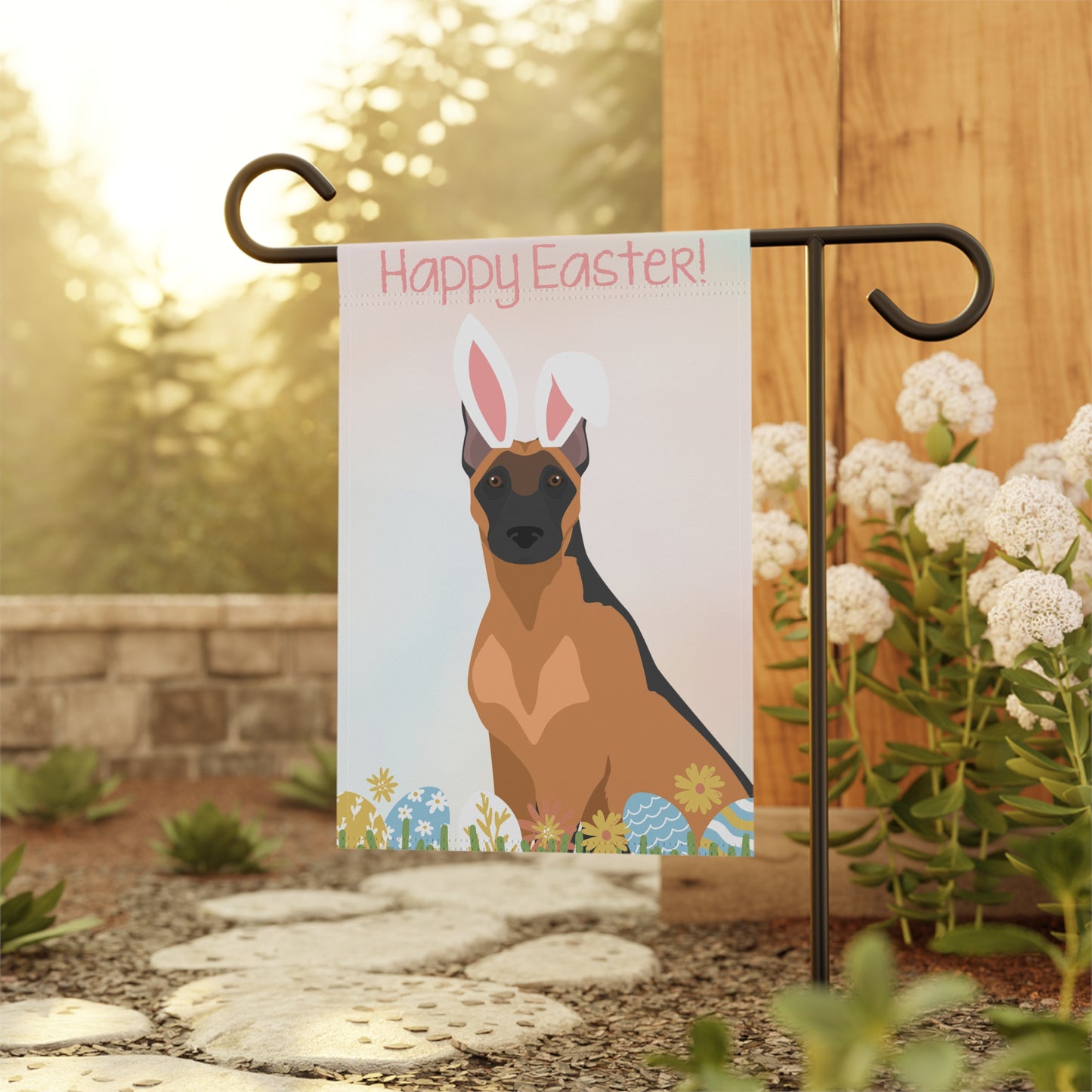 Belgian Malinois Dog Happy Easter Garden Flag