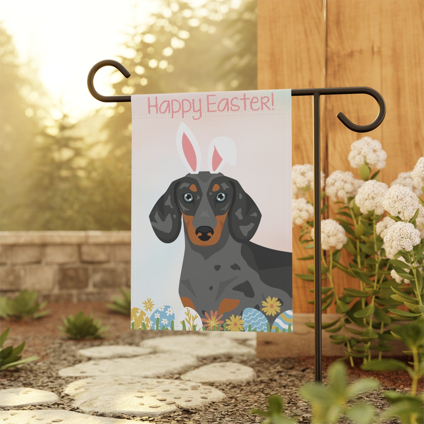 Dachshund Dog Happy Easter Garden Flag
