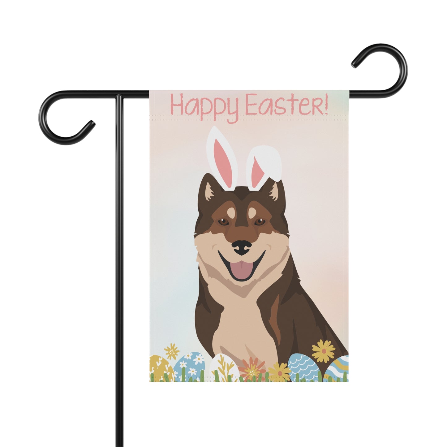 Kishu Ken Dog Happy Easter Garden Flag