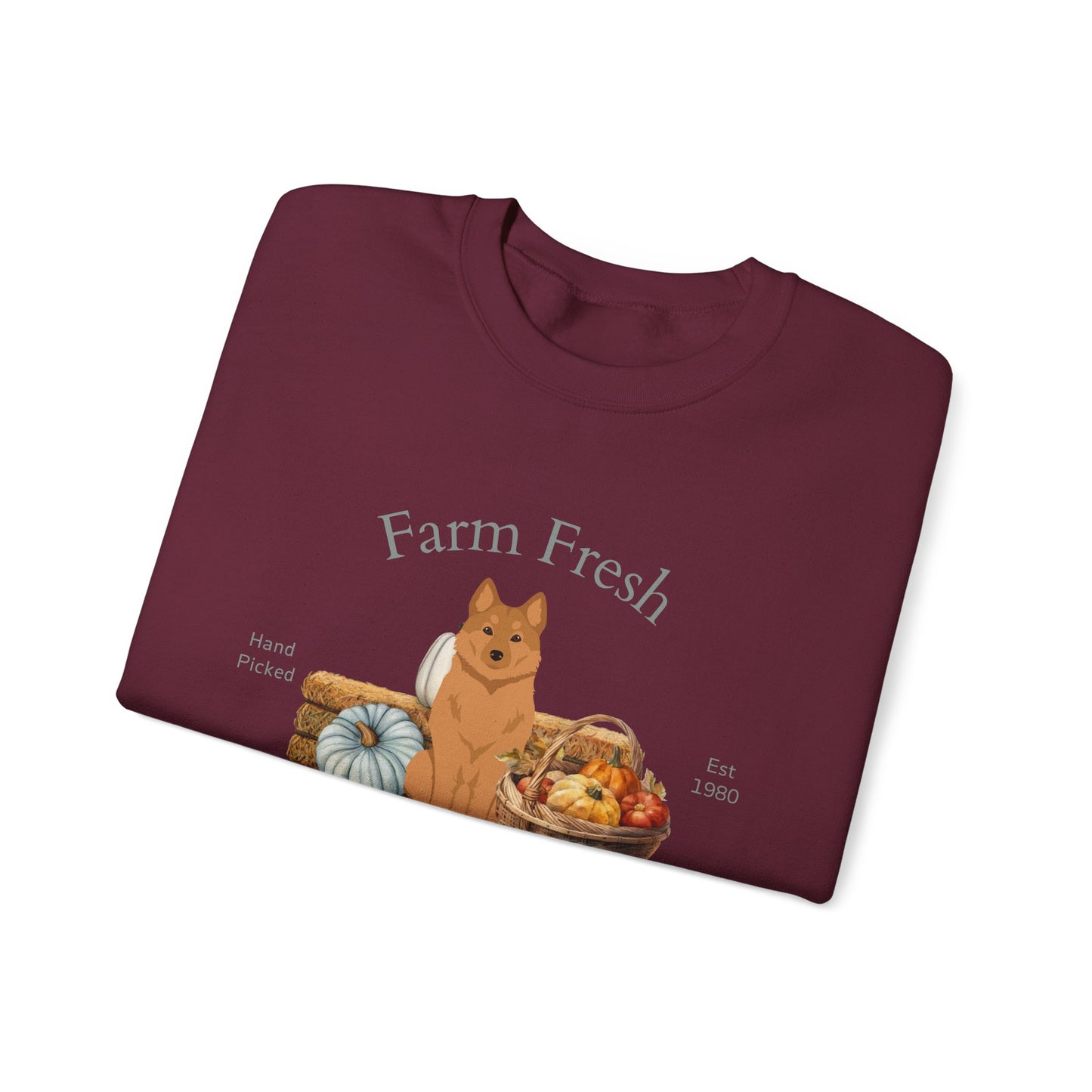 Finnish Spitz Dog Fall Farm Fresh Unisex Heavy Blend Crewneck Sweatshirt