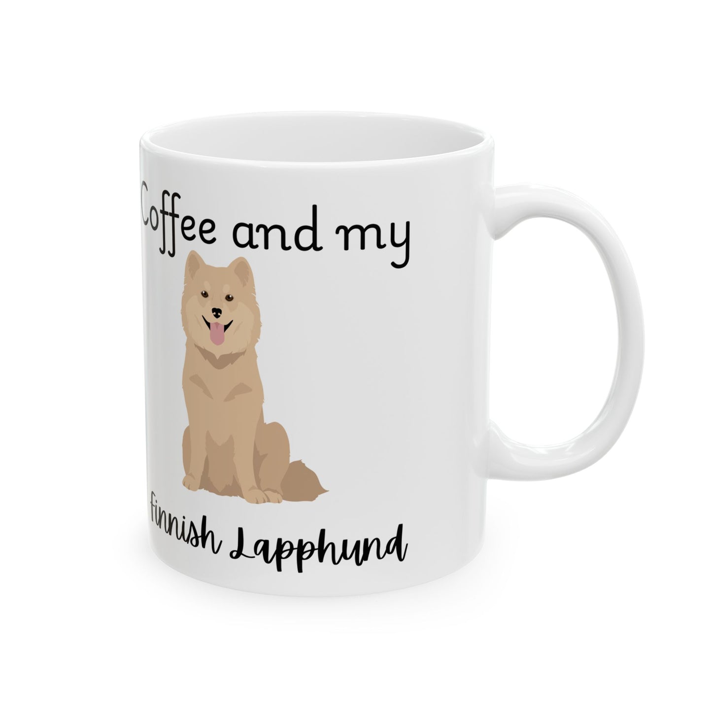 Coffee and My Flinnish Lapphund Coated Ceramic Mug | Dog Lover Gift, Pet Owner Cup, Cute Mug for Dog Moms, Funny Mug for Coffee Lovers