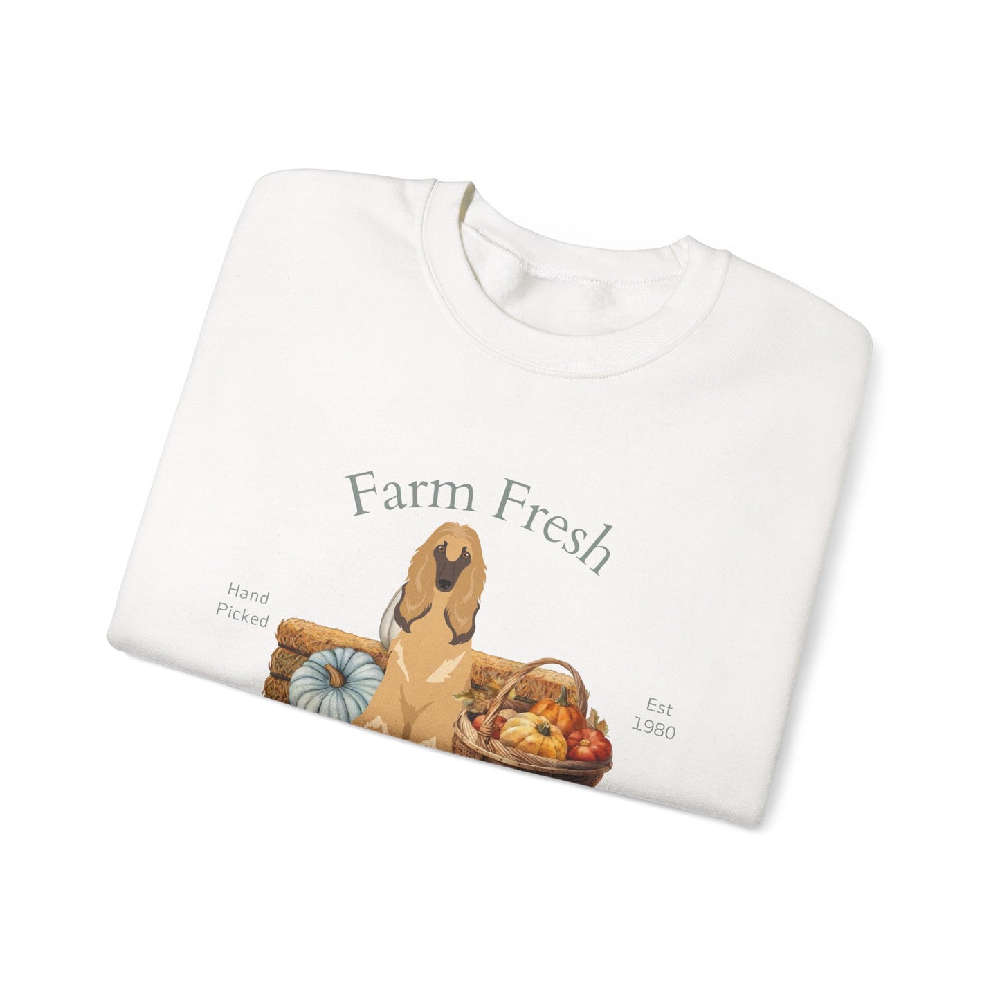 Afghan Hound Dog Fall Farm Fresh Unisex Heavy Blend Crewneck Sweatshirt
