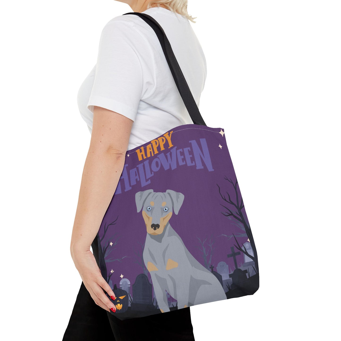 Blue Lacy Dog Happy Halloween Tote Bag 16x16