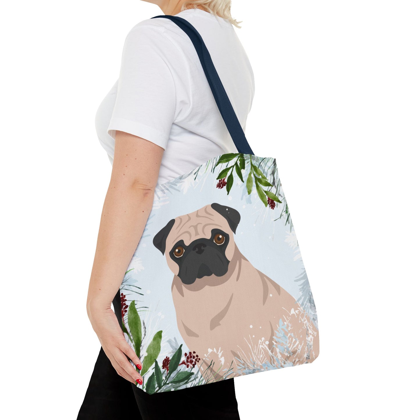 Pug Dog Christmas Holiday Tote Bag 16x16