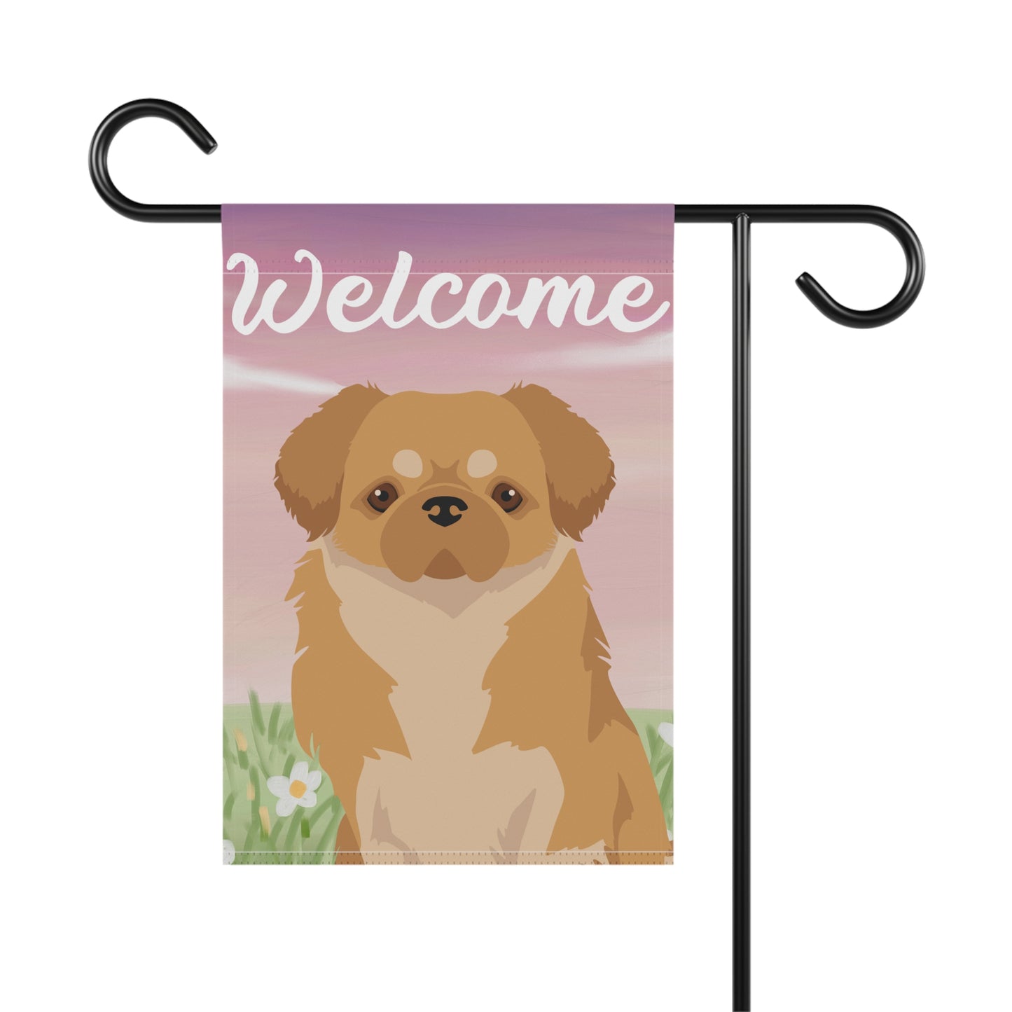Tibetan Spaniel Dog Welcome Garden Flag